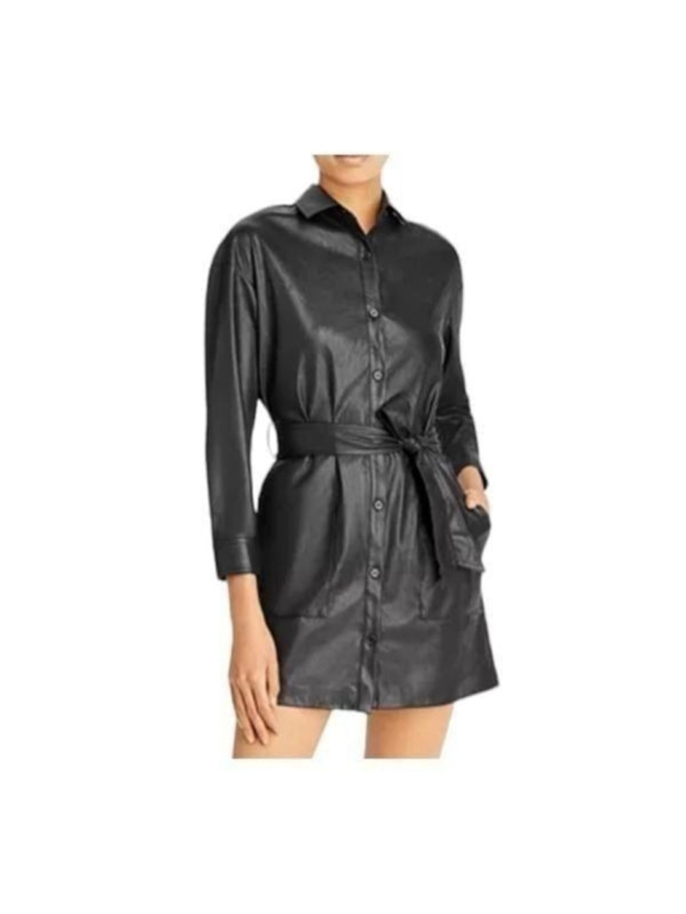 Revolve n:PHILANTHROPY Ray Faux Leather Shirt Dress in Black Size M